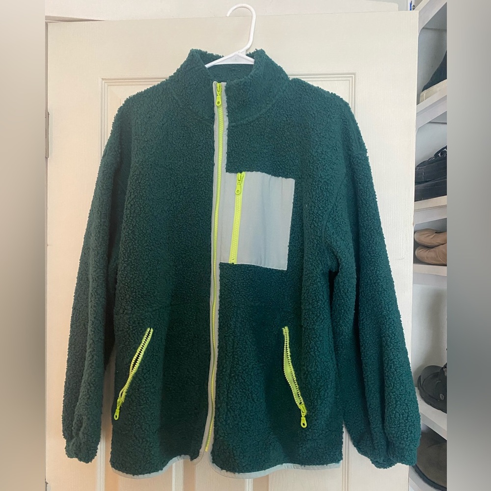 Hunter Green Sherpa Zip up